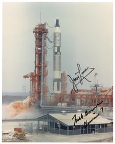 Lovell & Borman Signed Gemini 7 Liftoff Photo