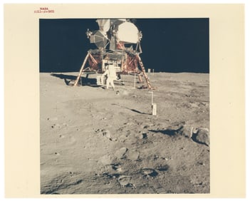 Apollo 11 Aldrin at Lunar Module, NASA Red Number Photograph