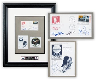 Framed Apollo 11 Cover & Stamp Block Signed by Armstrong, Aldrin, & Collins- Zarelli Authenticated