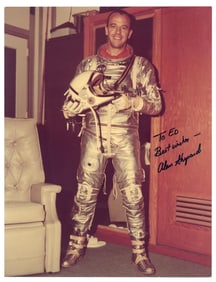 Alan Shepard Photographic Metal Print in Spacesuit - Unique!