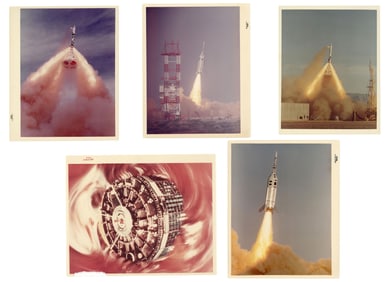 5 Early NASA Photographs, Inc. Red & Blue Numbers