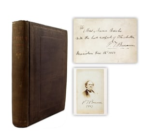 P.T. Barnum Signed First Edition of "The Life of P.T. Barnum" with Signed CDV