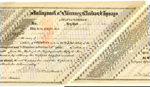 Ambrose Burnside 2x Signed Railroad Stock Certificate