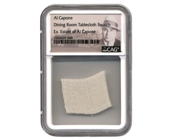 Al Capone’s Personally Owned Dining Room Tablecloth Swatch, From the Estate of Al Capone, CAG