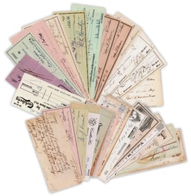 Dealer's Lot of 29 Vintage Checks, Many Notable 19th & 20th Century Politicians, Artists, & More