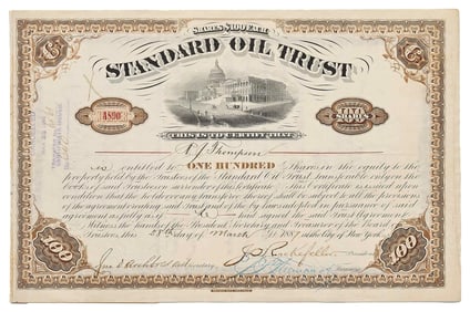 John D. Rockefeller Signed Standard Oil Trust Stock Certificate