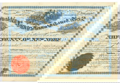 Jacob H. Vanderbilt Signed Soldiers Bounty FUNY Bond 1865 - Cornelius Vanderbilt's Brother