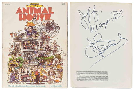 Huge Signature of John Belushi on "The National Lampoon's Animal House Book": John Belushin.p., n.d.Huge Signature of John Belushi on &quot;The National Lampoon's Animal House Book&quot;Signed BookJohn Belushi (1949-1982). A copy of &quot;The National Lampoon's Animal House Boo
