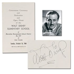 Walt Disney Boldly Signed Program for Dedication of Elementary School in his Name, Huge Signature!