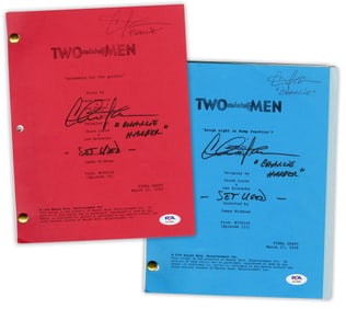 Charlie Sheen Pair of Set-Used Scripts for "Two and a Half Men", PSA Authenticated With Sheen's LOA