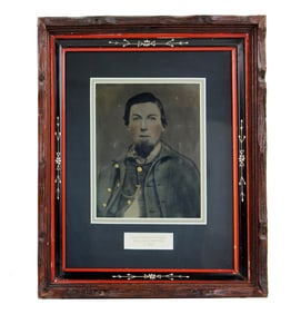 Framed Whole Plate Tintype of Young Confederate Soldier
