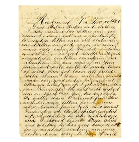 Union P.O.W. ALS Describing His Capture at First Bull Run, Likely Held at Libby Prison