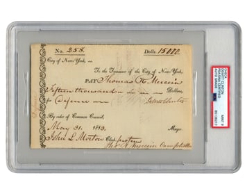 War of 1812, Dewitt Clinton Pays $15K for NY Defense! PSA Mint 9. Incredible NY History!
