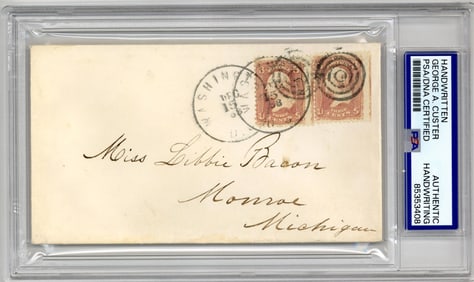 George Custer Handwritten Envelope to Fiancée Libbie, December 15, 1863, PSA/DNA
