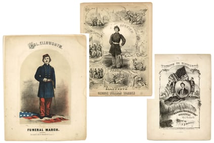 Elmer E. Ellsworth Song Sheets, Honoring First Union Officer Slain in Civil War