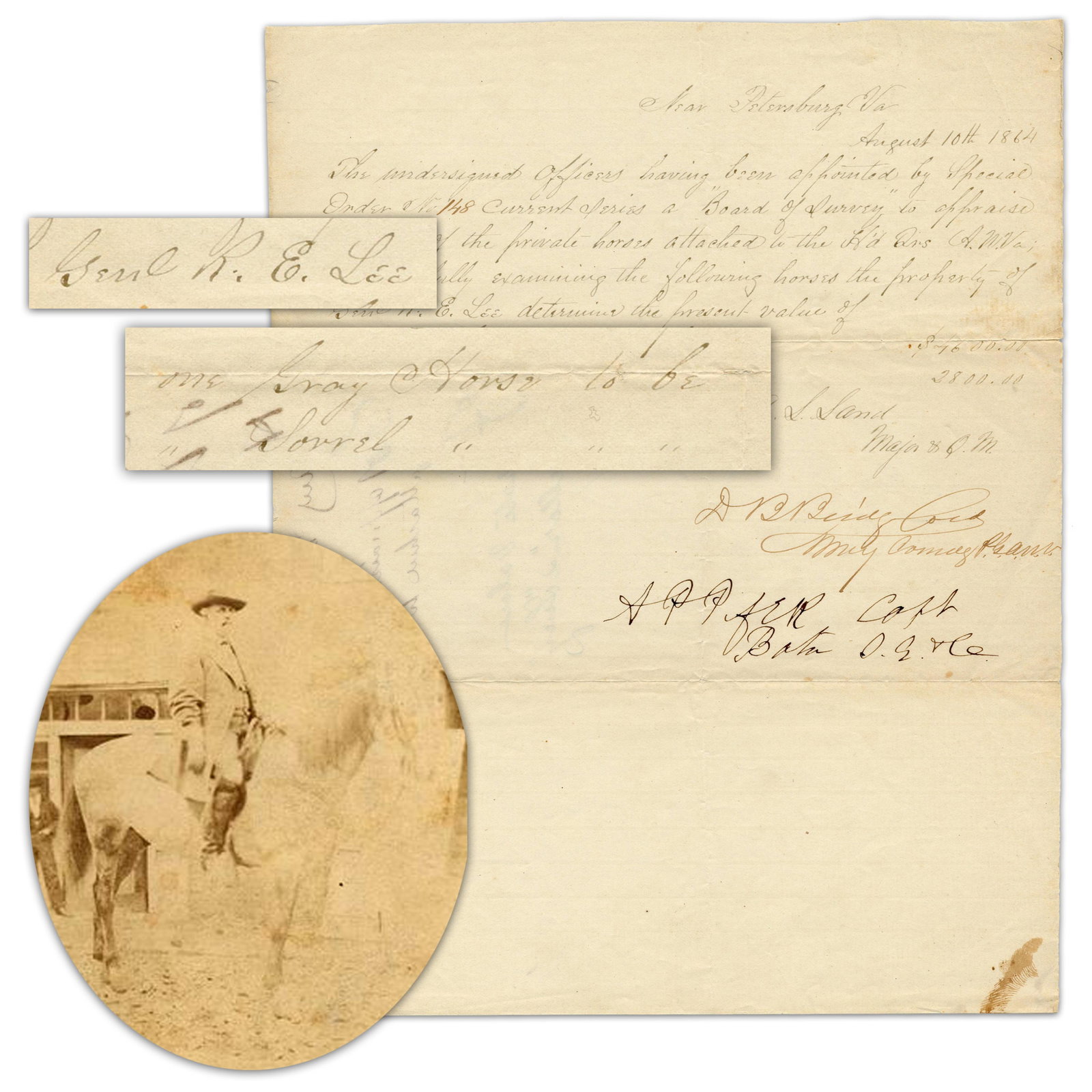 Robert E. Lee Annotated Horse Appraisal of Traveller & Lucy Long Completed 2 Months Into Siege of (1 of 5)