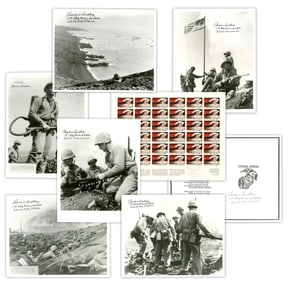 Charles W. Lindberg, 1st U.S. Flag Raising on Iwo Jima, Lot of 8 Signed Items