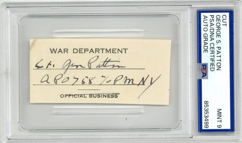 George S. Patton, Jr. Signature and Postal Address, PSA/DNA MINT 9
