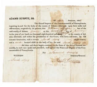 Pennsylvania Man is Charged With Bastardy in 1832