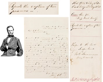 W.T. Sherman Reports Captured Confederates by John Corse after Vicksburg, Commended by Trump During