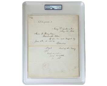 Post Lincoln Assassination Gideon Welles Boldly Signs Telegram! PSA/DNA