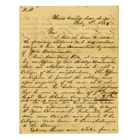 Letter to General Joseph Wheeler Re: Alleged Crimes Committed by His Men