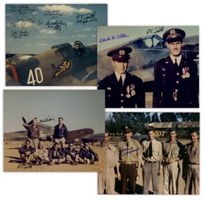 AVG Flying Tigers Lot of 4 Signed Photographs, 12 Total Signatures: Smith, Howard, Older & More!