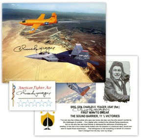 Chuck Yeager Lot of 3 Signed Items