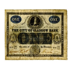 1873 City of Glasgow One Pound Banknote