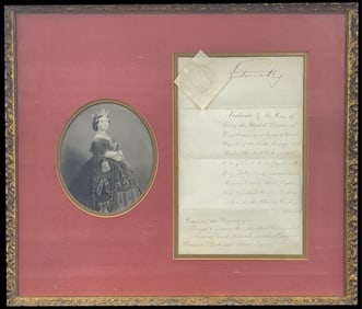 Queen Victoria Signed Appointment, Beautifully Framed