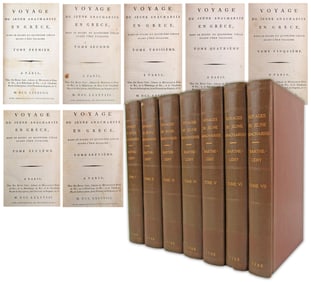 1788 "Voyage du Jeune Anacharsis en Grèce," 7-Vol. 1st Ed. In Original French