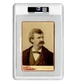 Mark Twain Signed and Inscribed Cabinet Card, PSA/DNA Encapsulated