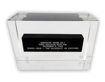 3" Graphite Segment from First Nuclear Reactor, Fermi's CP-I, Encased in Lucite
