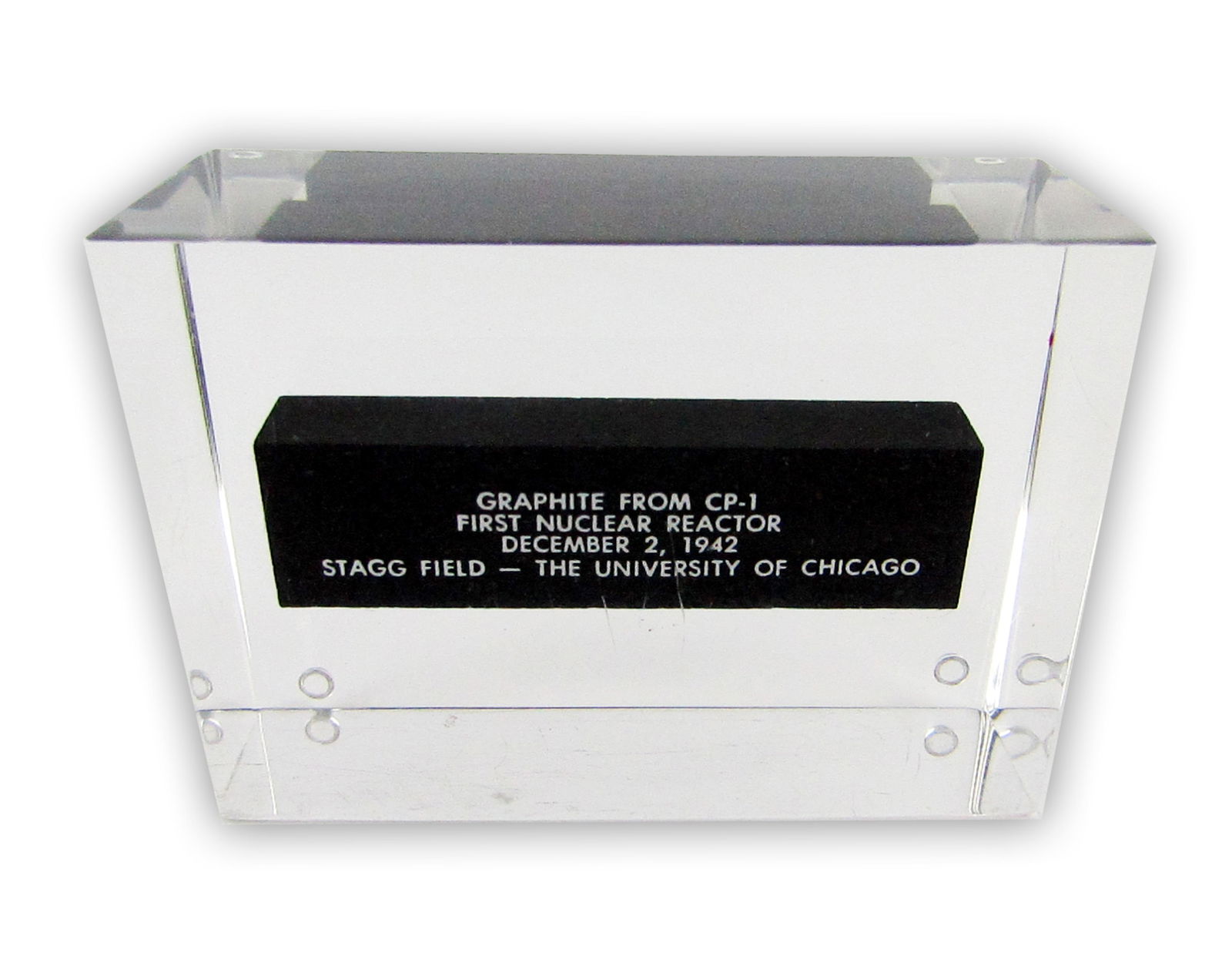 3" Graphite Segment from First Nuclear Reactor, Fermi's CP-I, Encased in Lucite (1 of 4)