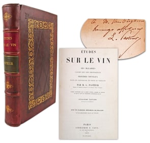 Wine Pasteurization! Louis Pasteur Signed Presentation Copy of "Études Sur Le Vin"