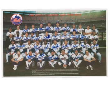 1986 NY Mets Signed Photo! 28 Sigs Incl. Carter, Strawberry, Gooden, Hernandez & More!