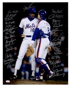 1986 Mets World Series Team Signed Photo, 30 Signatures! JSA Authenticated