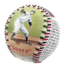 Lefty Gomez Original Monty Sheldon Artball® - Incredible Sports Art, with COA!
