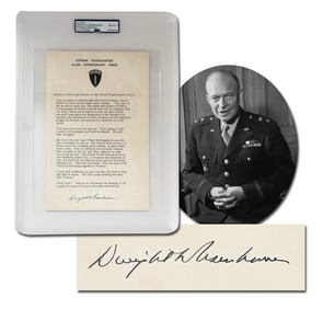 Eisenhower Signed D-Day Orders to His Troops, PSA Certified & Encapsulated Near Mint to Mint 8