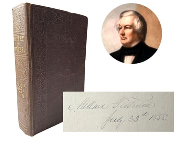 Millard Fillmore Signed Book from Personal Library on "History of Europe"