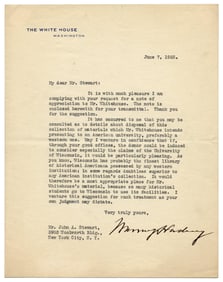 Warren G. Harding TLS Dated 2 Weeks Before Embarking on "Voyage of Understanding," Less Than 2
