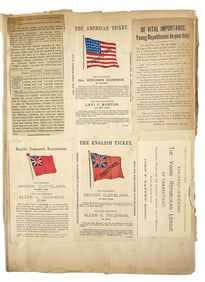 Important Scrapbook With Dozens of Cleveland/Harrison Items, Broadsides, Tickets and More
