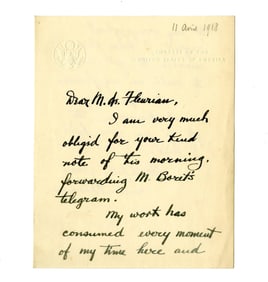 Herbert Hoover ALS from Europe 1918 as "Food Czar"