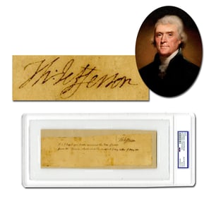 Thomas Jefferson Bold Signature & Over 20 Words In His Hand, Agricultural Content, PSA Certified &