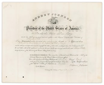 Andrew Johnson Superb Signed Commission, Great Signature!