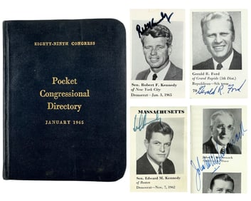 RFK, G. Ford, & More Sign 1965 Pocket Congressional Directory! Unique! Ex. Kennedy Assistant