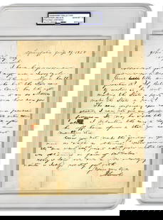 Abraham Lincoln PSA GEM MT 10 ALS, Pro Bono "I charge nothing for this," Advising Fellow IL Attorney: Abraham LincolnSpringfield, IL, January 29, 1858Abraham Lincoln PSA GEM MT 10 ALS, Pro Bono "I charge nothing for this," Advising Fellow IL Attorney on CaseALSABRAHAM LINCOLN, Autograph Letter Signed,