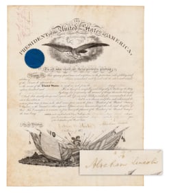 A. Lincoln 1862 Rare General's Commission, He Helped Thwart Morgan's Raid. Lovely Full Signature!