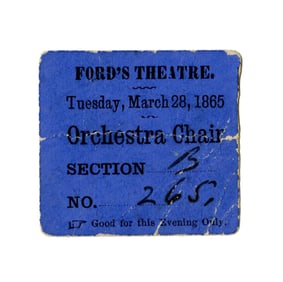 Ticket to Ford's Theatre Just Weeks Before Lincoln Assassination