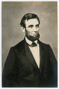 First Photo of Abraham Lincoln As President! Meserve Printed & Collected: Abraham Lincoln[New York, NY], Early 20th centuryFirst Photo of Abraham Lincoln As President! Meserve Printed & CollectedPhotographA photographic print of 16th U.S. President Abraham Lincoln (1809-186